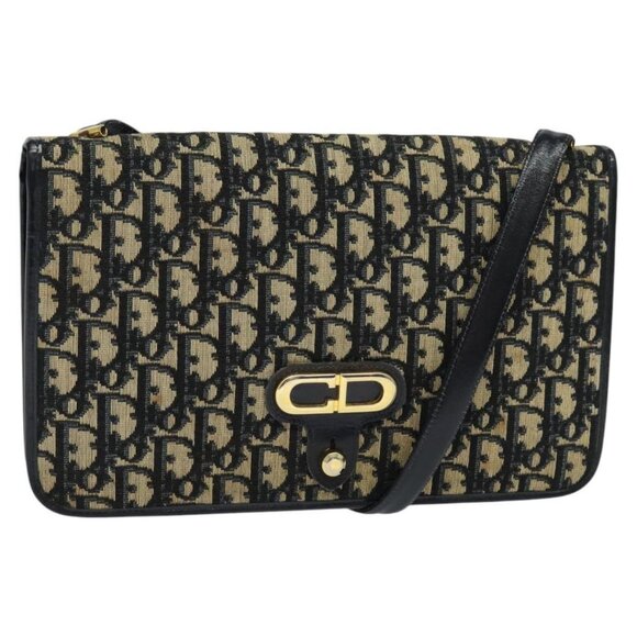 Christian Dior Trotter Canvas Shoulder Bag Navy - Picture 1 of 15